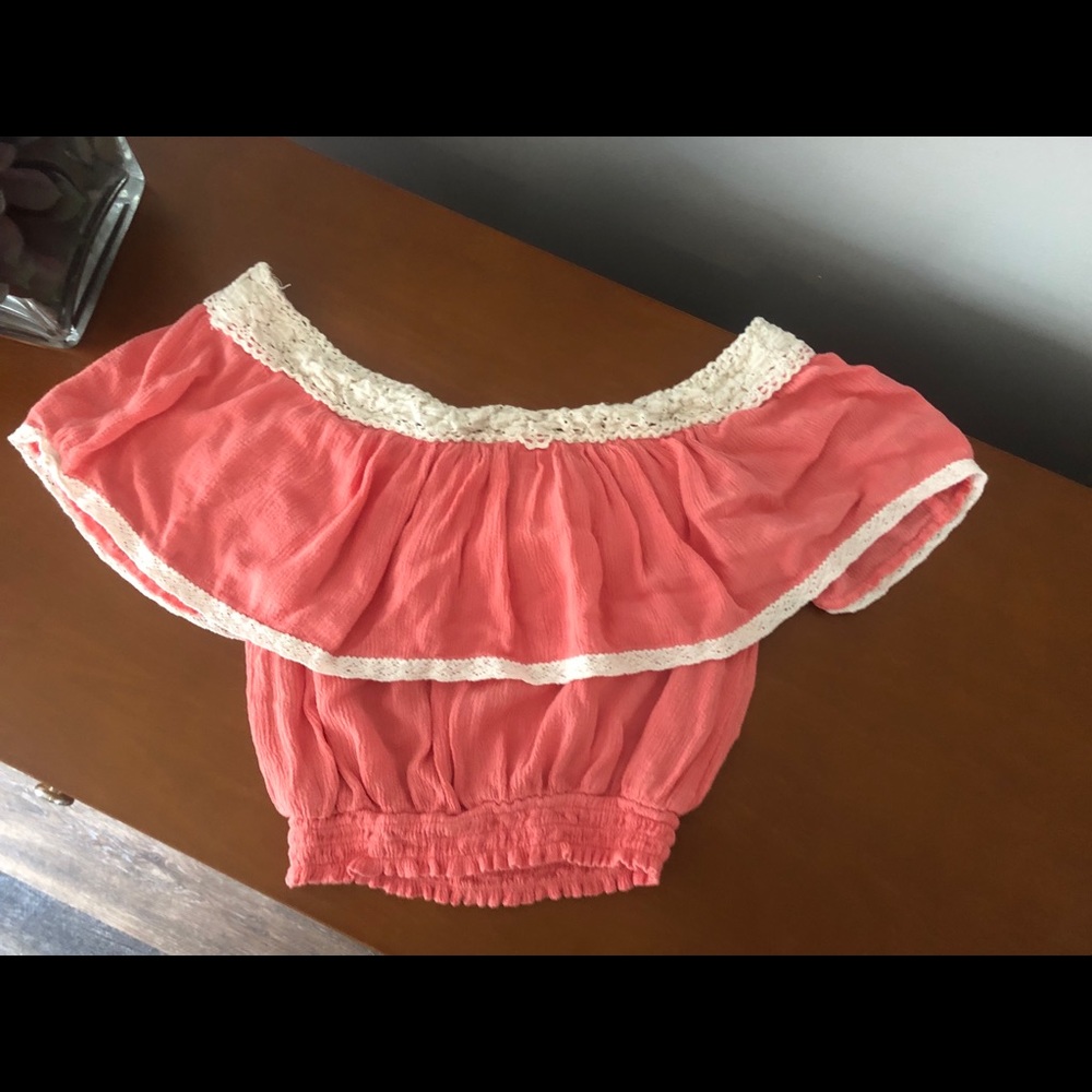 Off the shoulders coral crop top - Picture 4 of 4